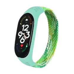 Braided Nylon Solo Loop for Smartwatches - Durable and Stylish Watch Strap Replacement Bracelet (Rainbow Green 12)