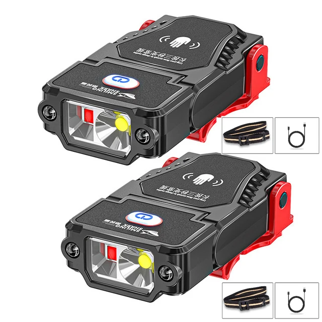 thumbnail image 1 of Faro delantero portátil con clip LED y sensor de movimiento, ángulo ajustable, recargable vía USB, para acampar al aire libre y pescar, 1 of 5