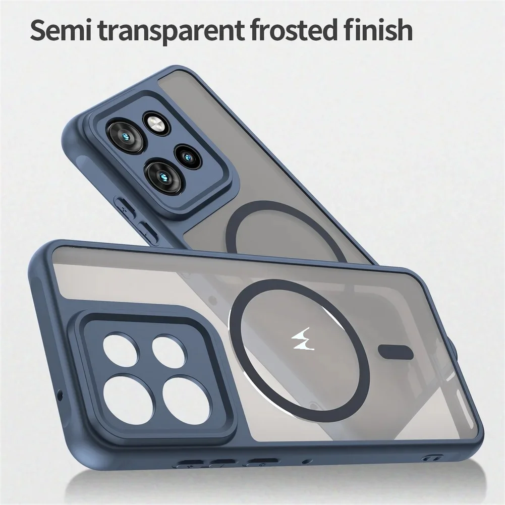Matte Clear Airbag Shockproof Magnetic Case with Wireless Charging Compatibility
