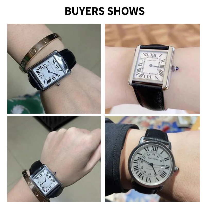 Premium Genuine Leather Quick Release Watch Strap with Solid Steel Buckle - Black Double Tail Design