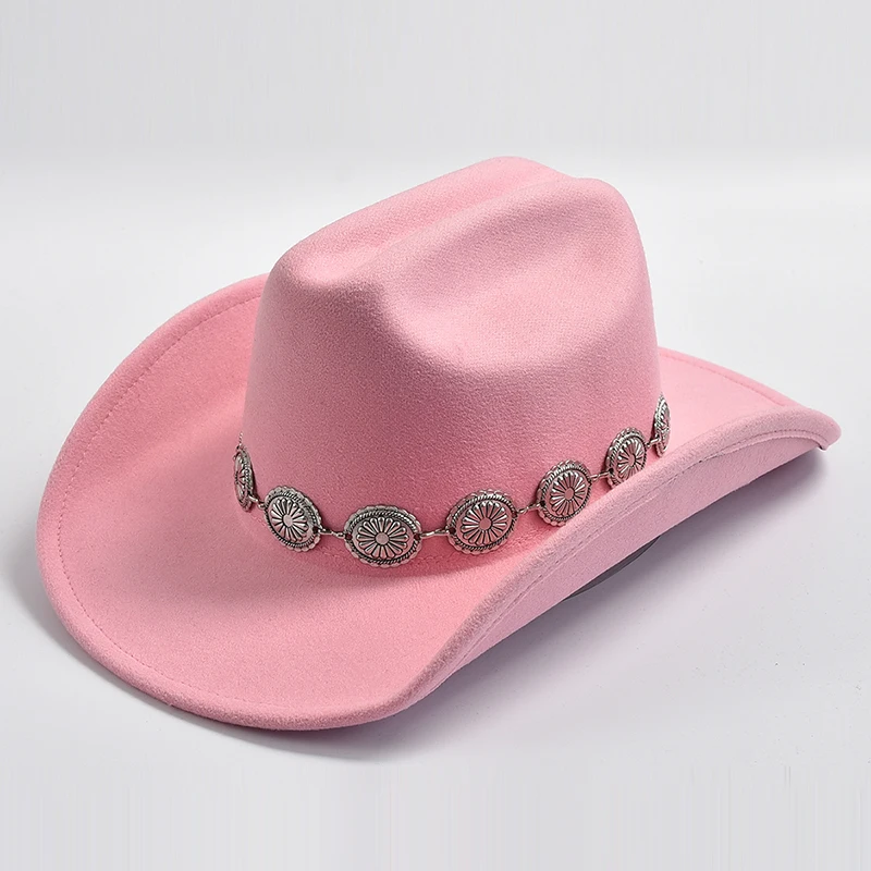Новая розовая ковбойская шляпа для женщин в стиле Cowgirl, реквизит для фото, джазовые головные уборы, искусственное платье, мужской