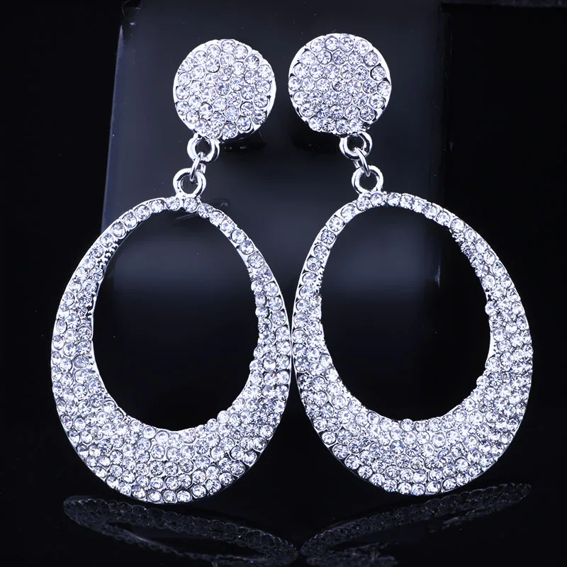 

FARLENA Jewelry Fashion Circle Drop Earrings with Rhinestones Elegant Dangle Crystal Earrings for Women Wedding Party