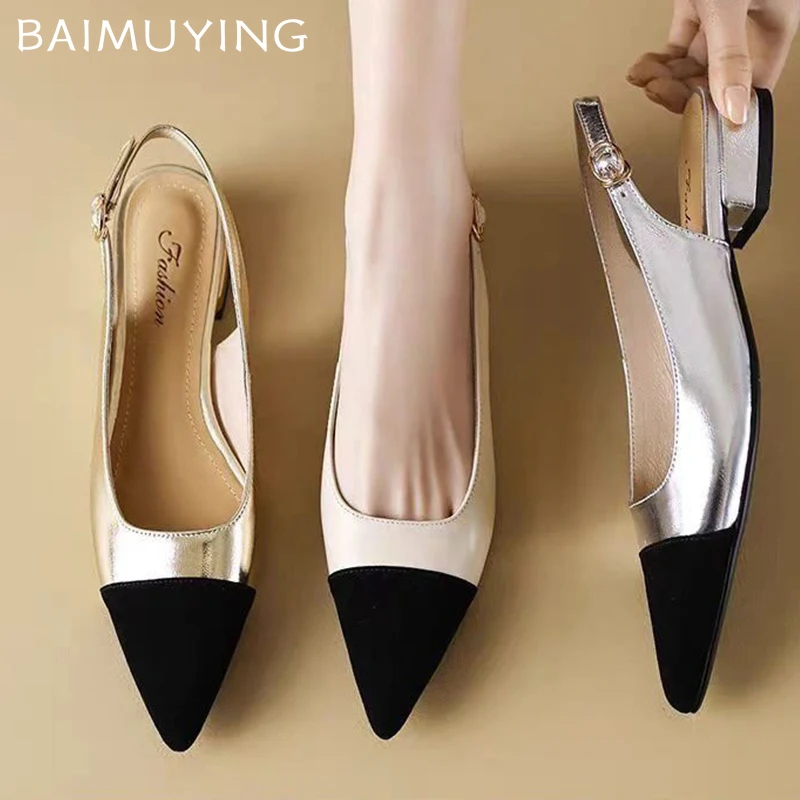 Pointed Toe Women Flats Sandals Fashion Buckle Slingback Shoes Summer New Brand Elegant Shallow Designer Sandalias De Mujer