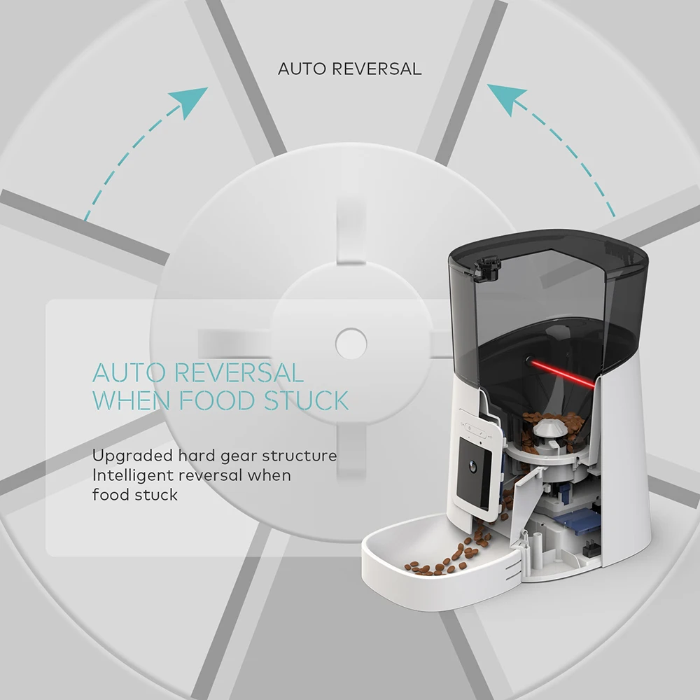 Video-WiFi-knop van 6 liter, slimme automatische voerbak voor huisdieren, APP, timing, voeding, spraakopnamecamera voor honden, katten, voerbak voor huisdieren