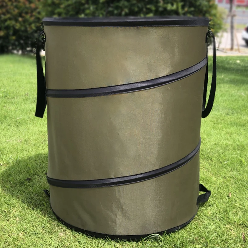 10 Gallon Canvas Garden Waste Bag Popup Bucket Reusable Yard Leaf Bag
