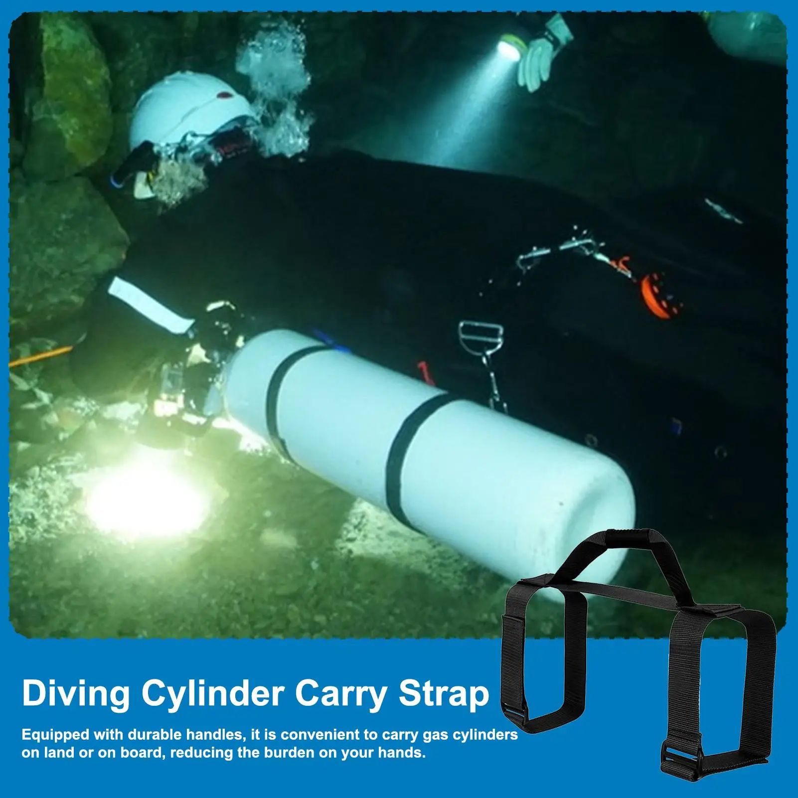 Scuba Diving Dive Tank Air Cylinder Bottle Transport Carry Strap Carrier Holder with Handle and Shoulder Strap Easy Attach