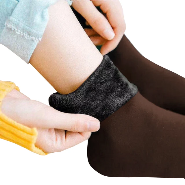 New Velvet Women Winter Warm Thicken Thermal Socks Soft Casual Solid Color Sock Wool Cashmere Home Snow Boots Floor Sock 1Pairs Brown
