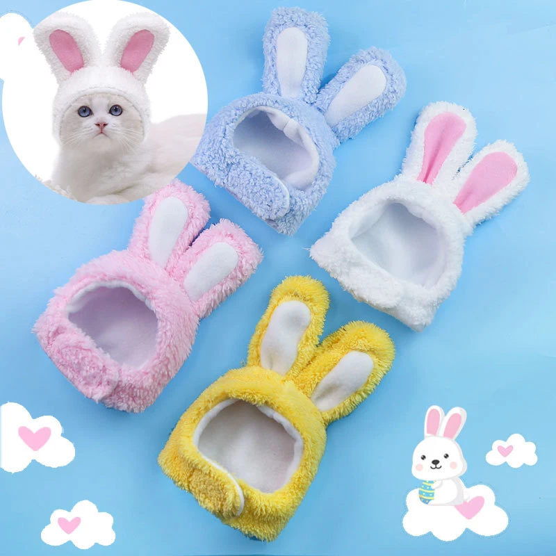 New Funny Pet Dog Cat Cap Costume Warm Rabbit Hat New Year Party Christmas Cosplay Accessories Photo Props Headwear