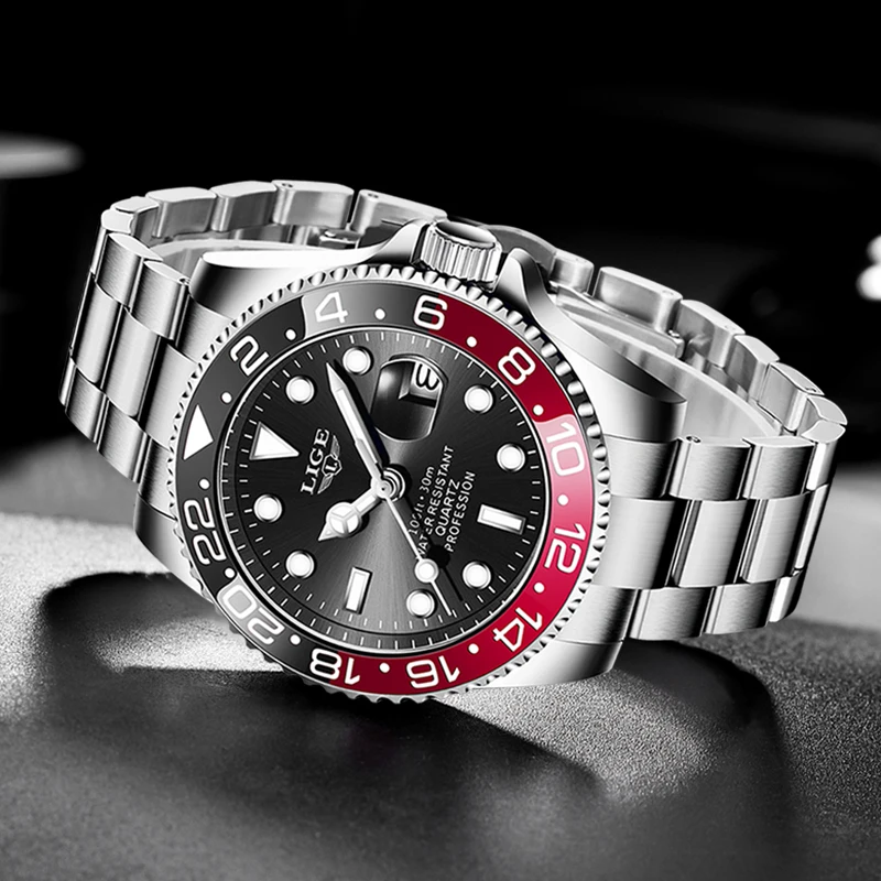 LIGE 2023 New Mens Watches Top Brand Luxury Fashion Black Watch Men Luminous Waterproof Date Clock Sport Mens Quartz Wristwatch