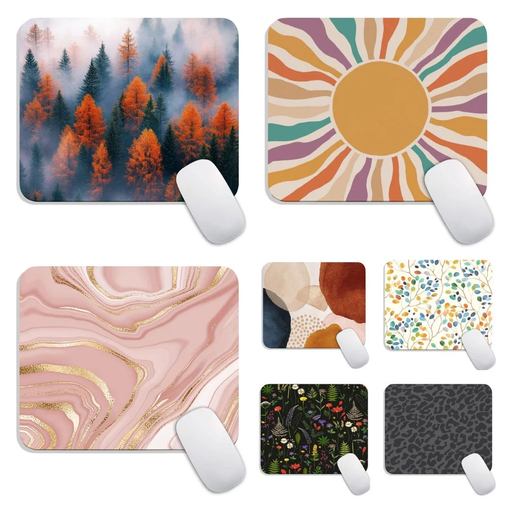 Pink Gold Foil Marble Mouse Pad With Non-slip Rubber Base_voghion.com
