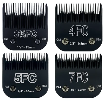 Cuchillas desmontables de acero inoxidable para aseo de mascotas, 7FC/5FC/4FC/3FC, Compatible con Andis,Oster A5,Wahl KM10 Series,4 unidades