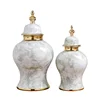 Ceramic General Jar Marbling Ginger Jar Flower Vase Storage Tank with Lid Desktop Porcelain Handicraft Ornaments Home Decoration 6