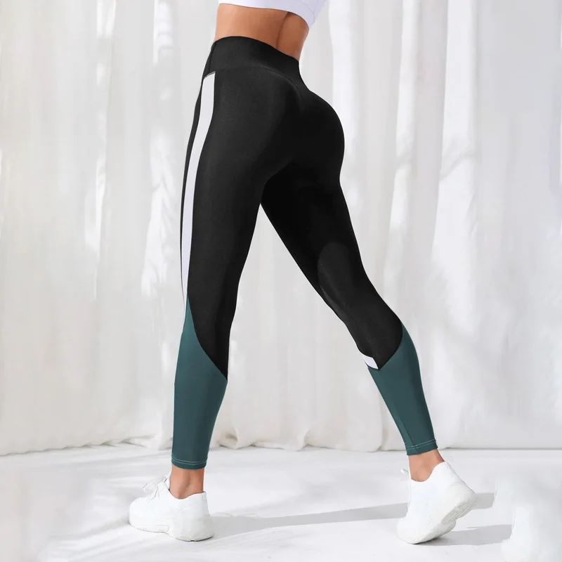 Colorblocked High Waist Yoga Pants Leggings for Women Tummy Control Workout