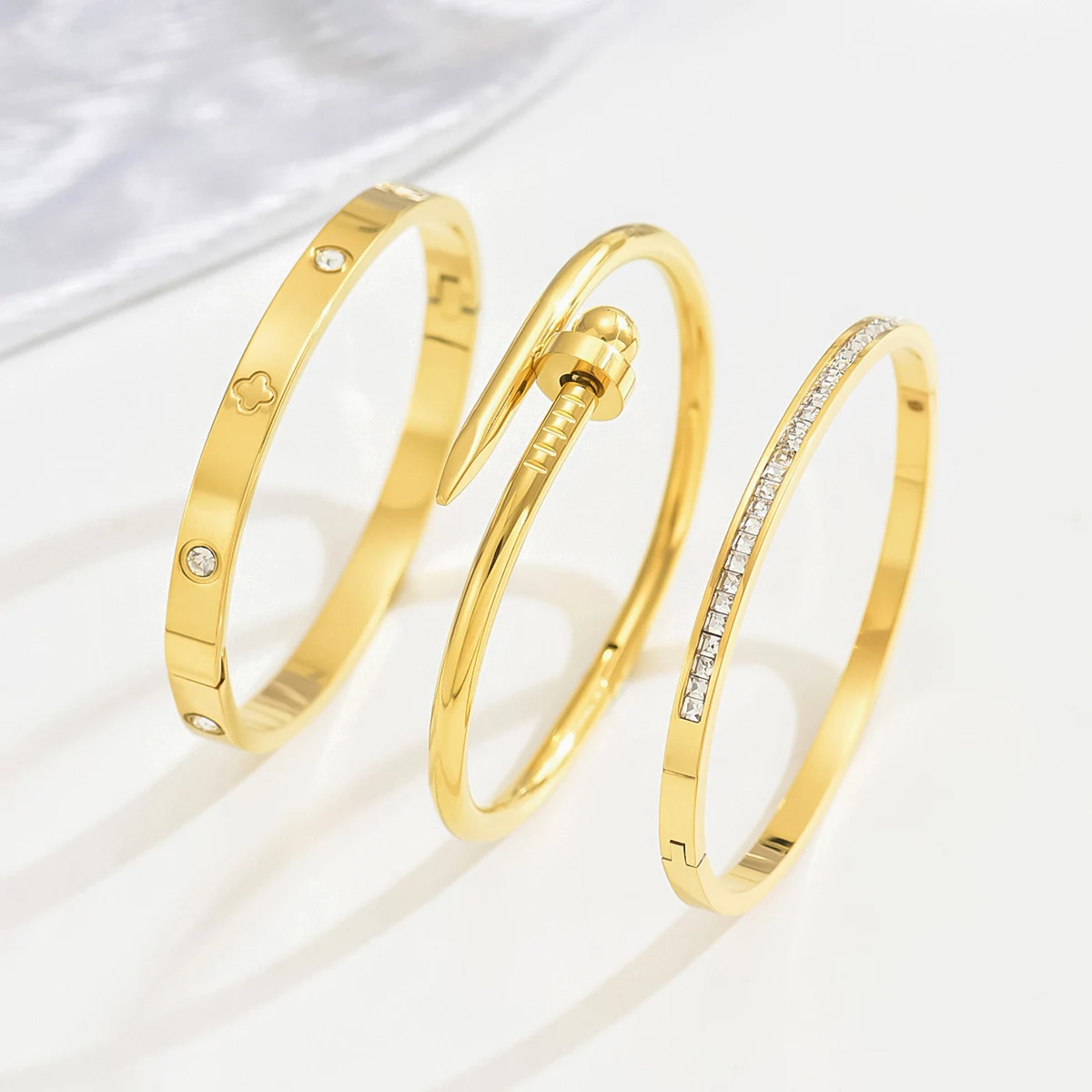 Stainless Steel Bracelet Gold Nail Women's