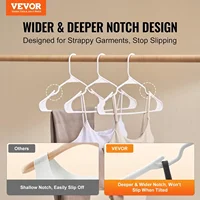 VEVOR Hangers, 0.2 in Ultra-Thin, 50 Pack White Plastic Hangers with Stable Triangular Top Structure & Wider Notch Design 2