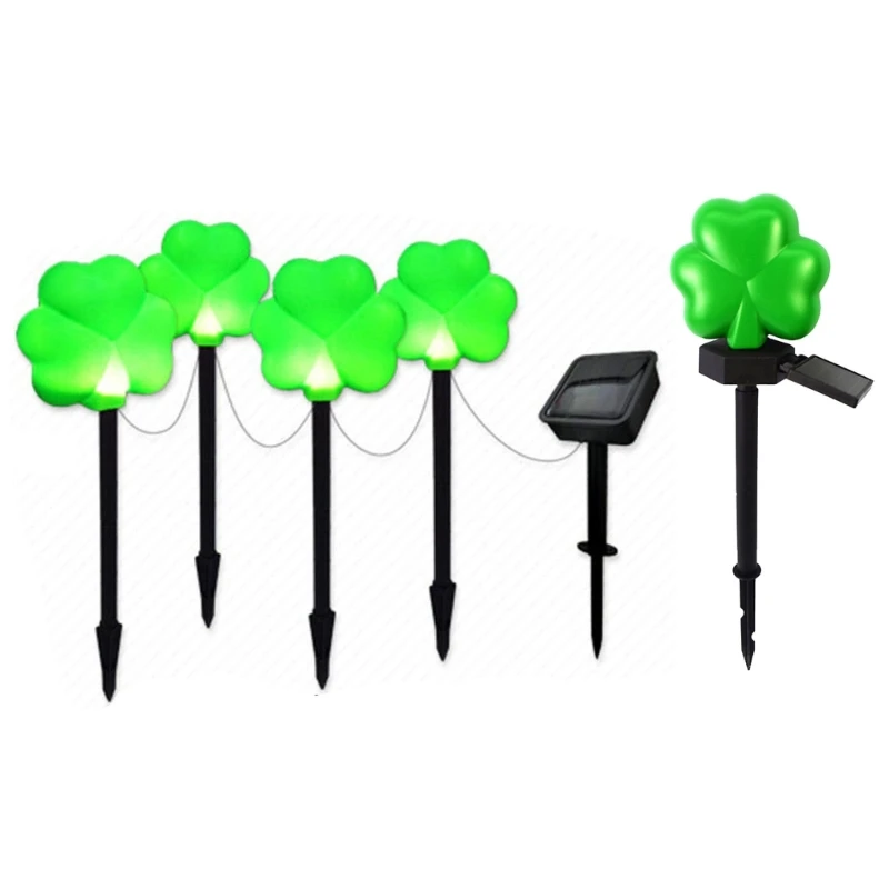 

Shamrock Shaped Garden Lamp Solar Lamp Plastic Material Suitable for Courtyard T84E