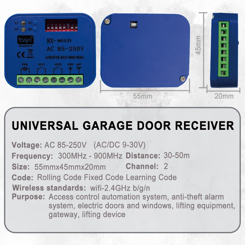 SOMMER-Receptor de porta de garagem, controle remoto, Tuya, WiFi, RX, MULTI, TX03-868-2, 4, 864031, 4011, 868MHz, 4020, 4026, TX03-868-2