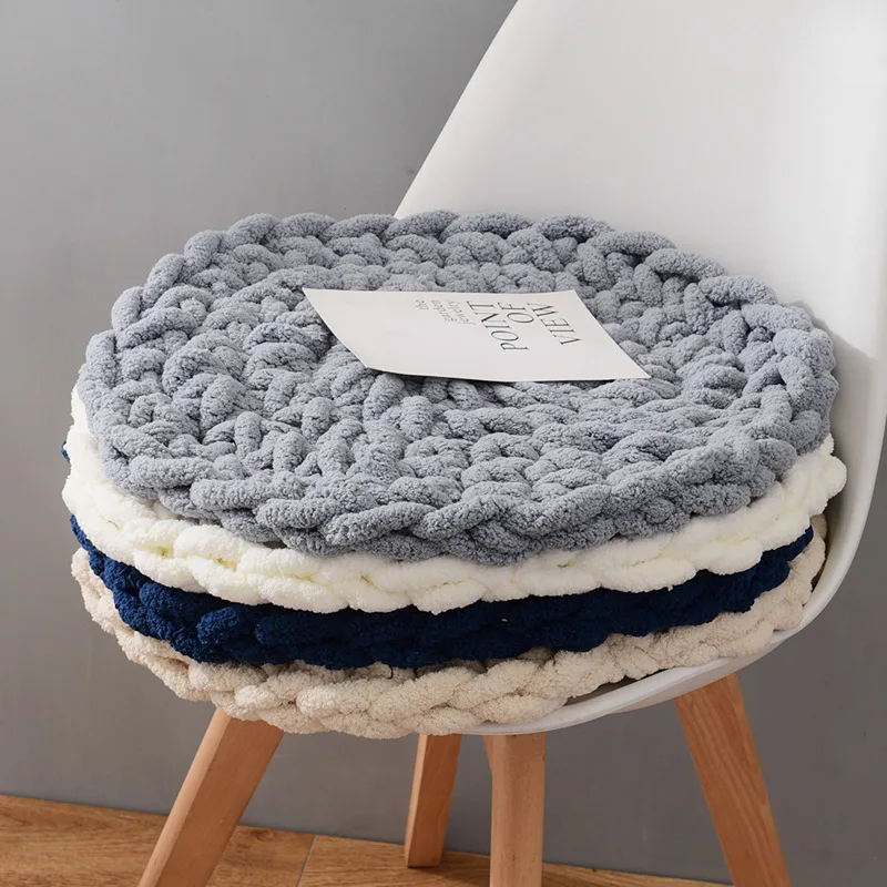 

Nordic Style Round Chair Cushion 50cm Floor Tatami Seat Cushion Thicken Knitted Thread Hand-woven Bedroom Bay Window Cushion