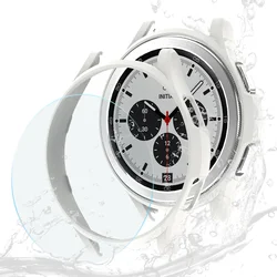 All-Around Protective Matte Glass Case for Galaxy Watch4 Classic (White One Glass)