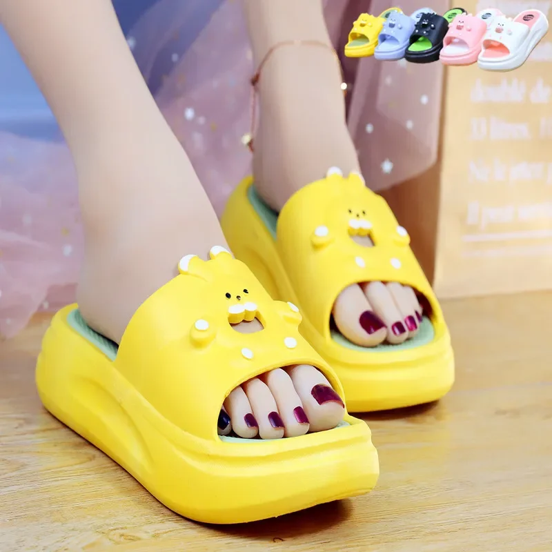 

Шлепанцы женские на толстой платформе, Нескользящие сандалии, мягкая подошва, сланцы для дома, пляжная обувь, лето 0420