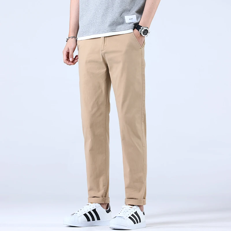 남성용 레저 바지, 순면 신축성 허리, 경량 비즈니스 신축성, 다목적, 2024 용수철/여름