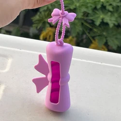 Silicone Lipstick Case: Creative Protective Keychain Holder (D Purple)