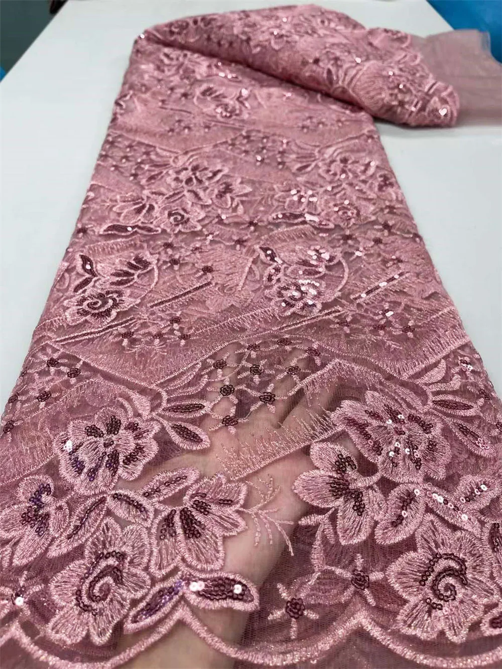

Ulifelace Little Stretch Color Sequins 2023 High Quality Mesh Net Lace With Liner Lurex Embroidery African 5 Yards Fabric F4108
