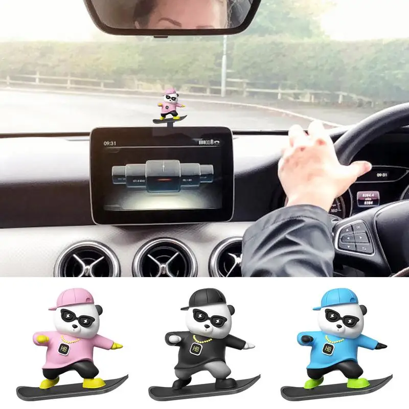 

1PC Car Sliding Figure Bear Skateboard Car Decoration Ornament Cute Bear Props Funny Auto Interior Decor car accessories