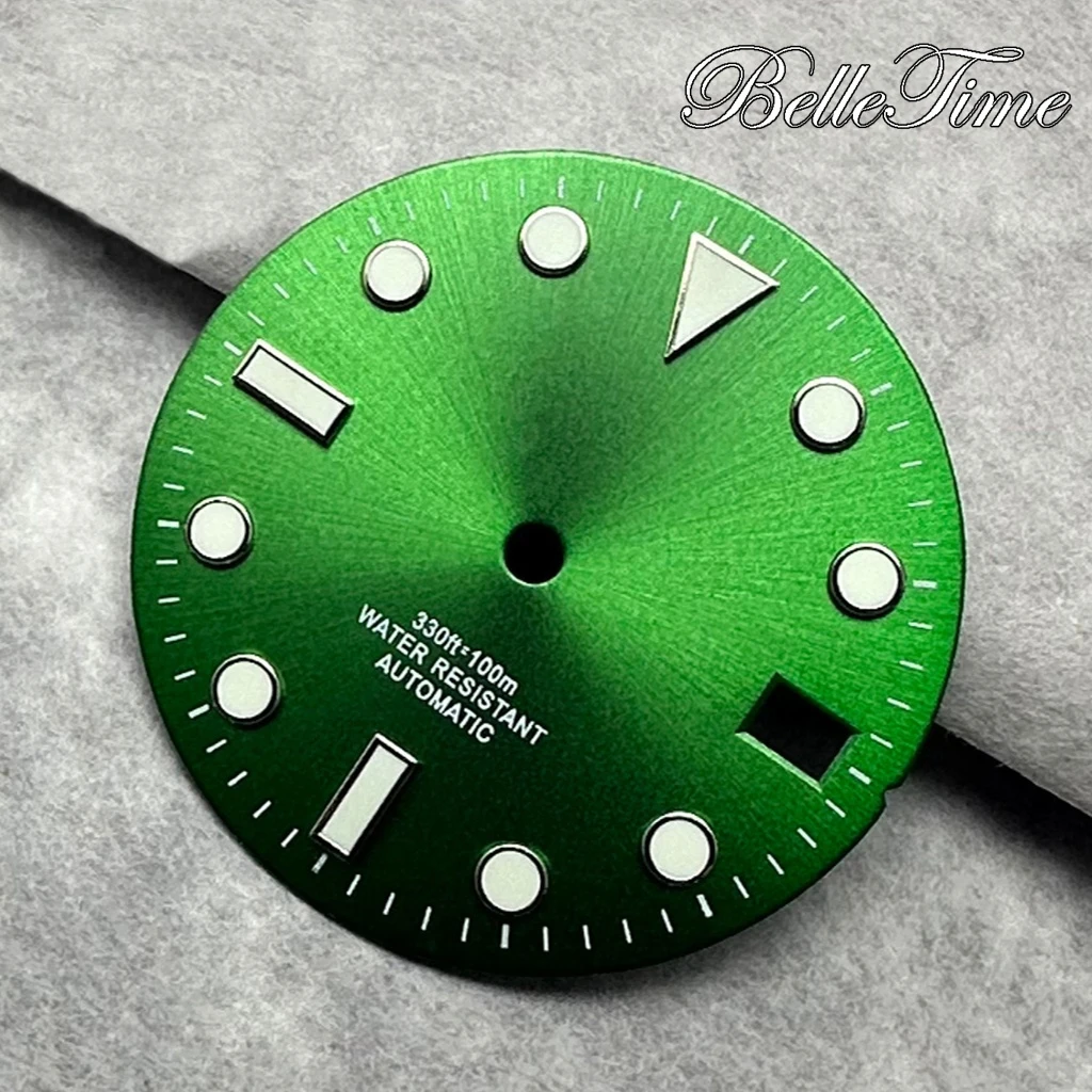 Silver/Gold/Black/Blue/Grey Luminous Date Window Watch Dial, 28.5mm,