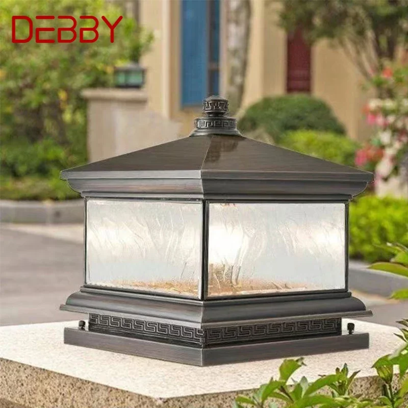 

DEBBY Outdoor Electricity Post Lamp Vintage Creative Chinese Brass Pillar Light LED Waterproof IP65 for Home Villa Courtyard