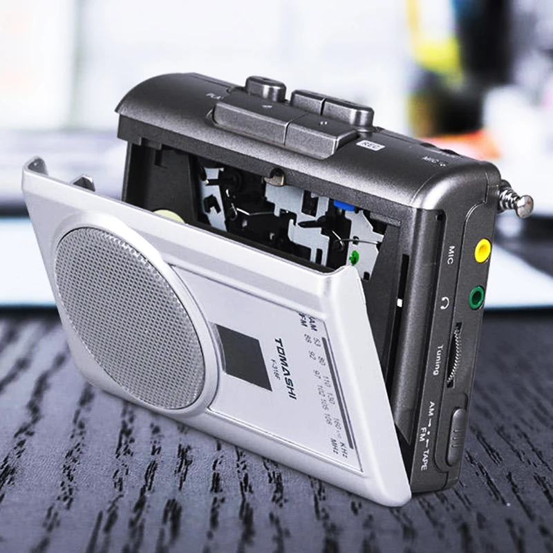 TOMASHI F-318F Portable Cassette Player Tape Recorders FM AM Radio Walkman with Built-in Speaker for News Music Language Learning