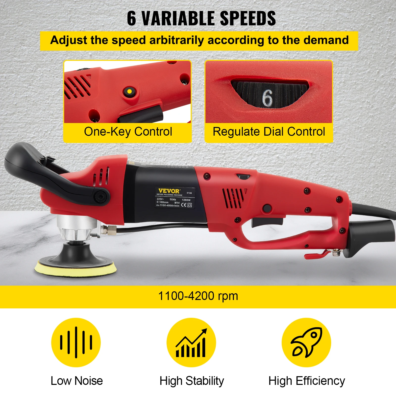 VEVOR Electric Wet Stone Polisher Grinder Sander Buffing Machine Variable Speed Water Mill for Marble Granite Finish Polishing 4