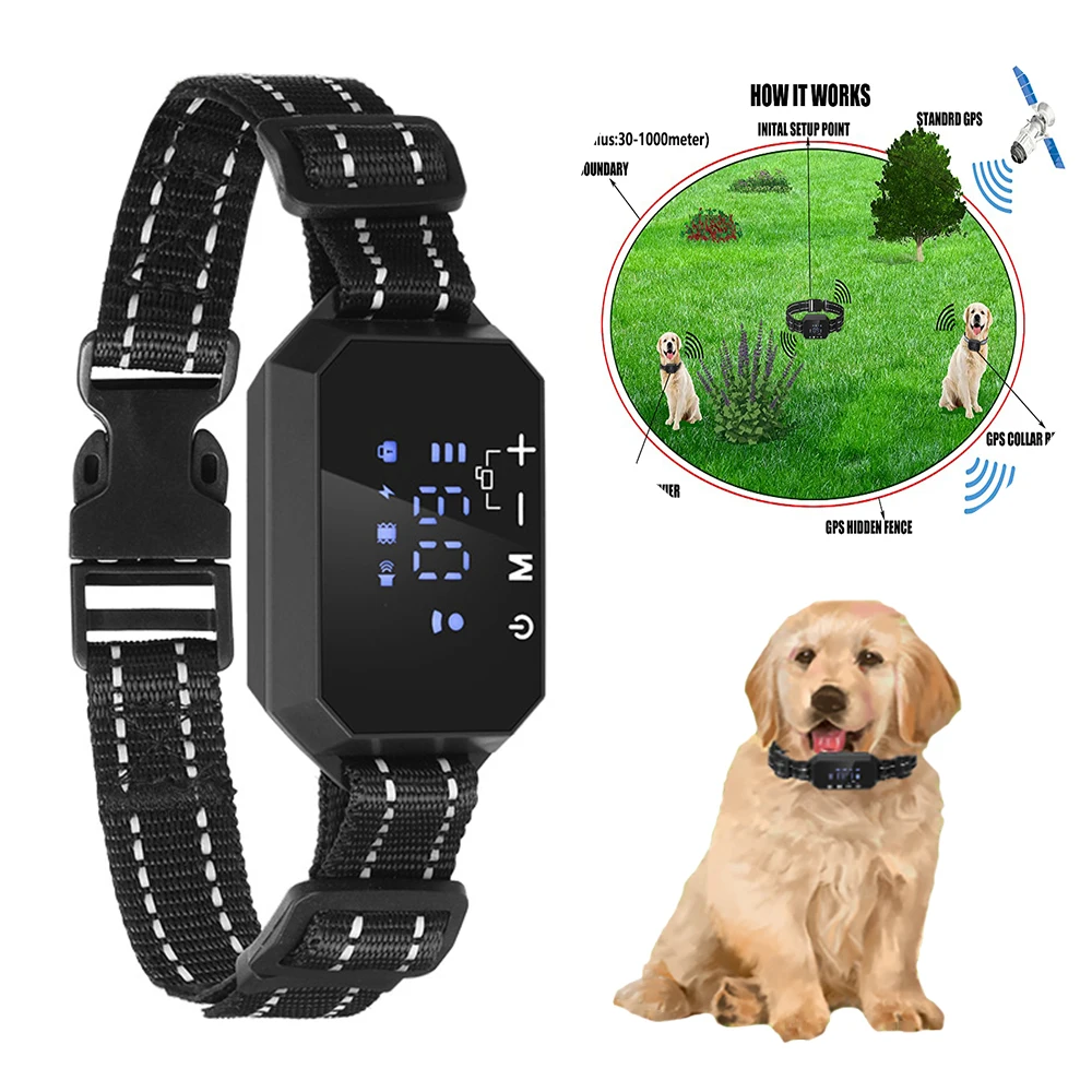 

GPS Wireless Dog Fence Outdoor Pet Electronic Fencing Device Waterproof Dog Training Collar Electric Shock 100~3280 Ft Range