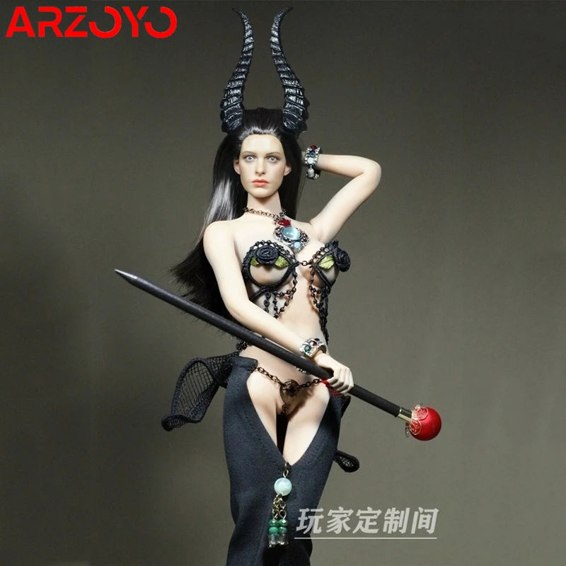 

Customized 1/6 Scale Revenge Fairy Corset Slit Skirt Horns Clothes Fit 12'' TBL PH Female Soldier Big Bust Action Figure Body