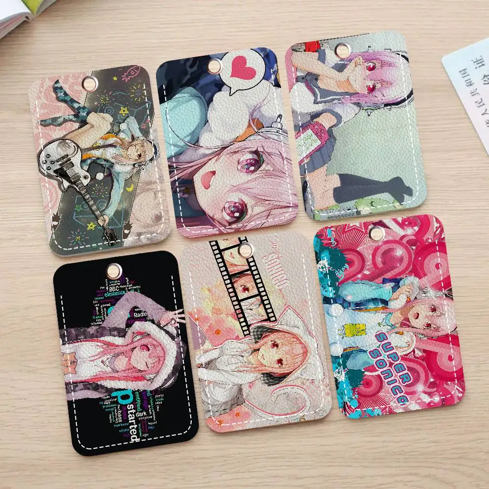 S-Super Sonico 사무용품 남성 및 여성 신용 카드 열쇠고리 학생증 ID 카드 홀더 자격증 홀더 카드