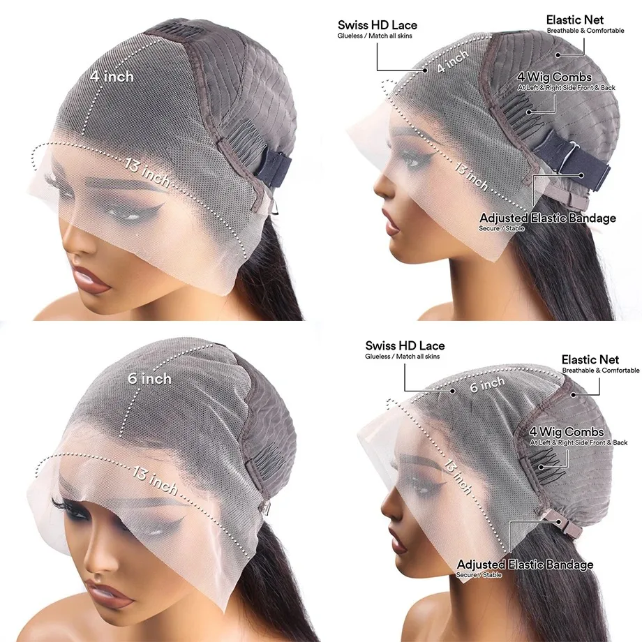 250 Density Lace Front Wig PrePlucked For Black Women 18 Inch 13x4 HD Transparent Curly Deep Wave Lace Frontal Human Hair Wig