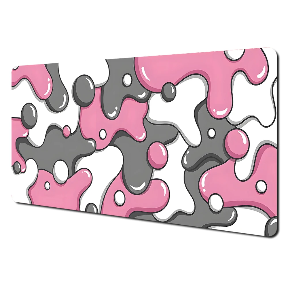 Cute Pink Kawaii Non-Slip Gaming Desk Mat with Durable Stitched Edges for Office and Gaming Use
