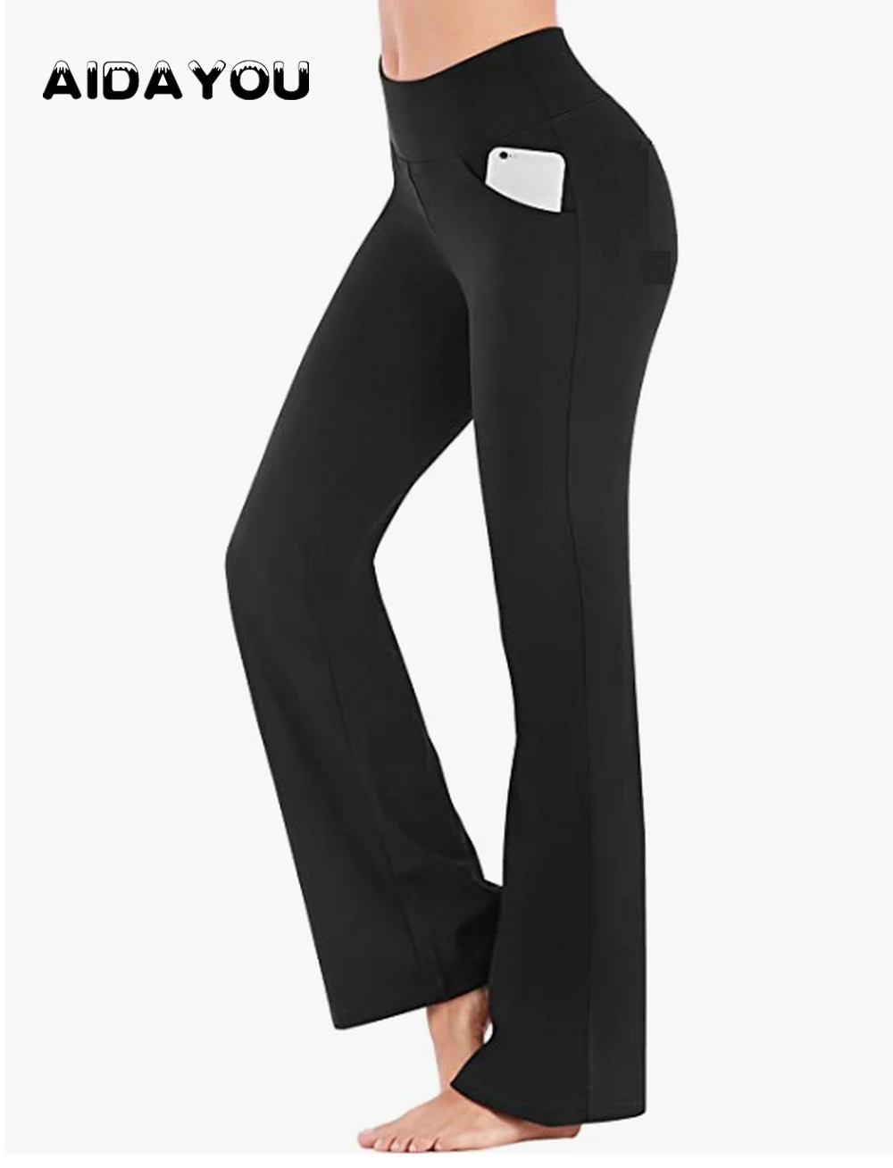 Women Flare Yoga Leggings Dress Pant With Pockets High Waist