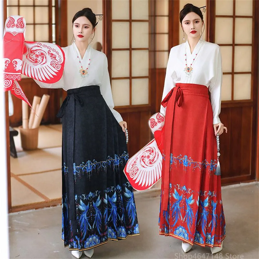 

Horse Face Skirt Hanfu Original Chinese Ming Dynasty Women's Traditional Dress Mamianqun Skirt Daily Horse Face Pony Vest Skirt