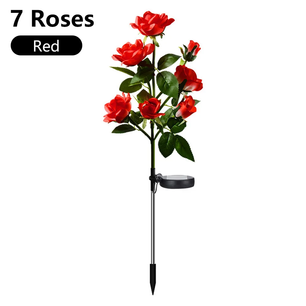 TONULAX Luces Solares De Jardín, Luz Exterior Mejorada, 7 Luces De Rosas Que Cambian De Color Para Patio, Decoración De Jardín, Panel Solar Ampliado, Rosa Más Realista (paquete De 6