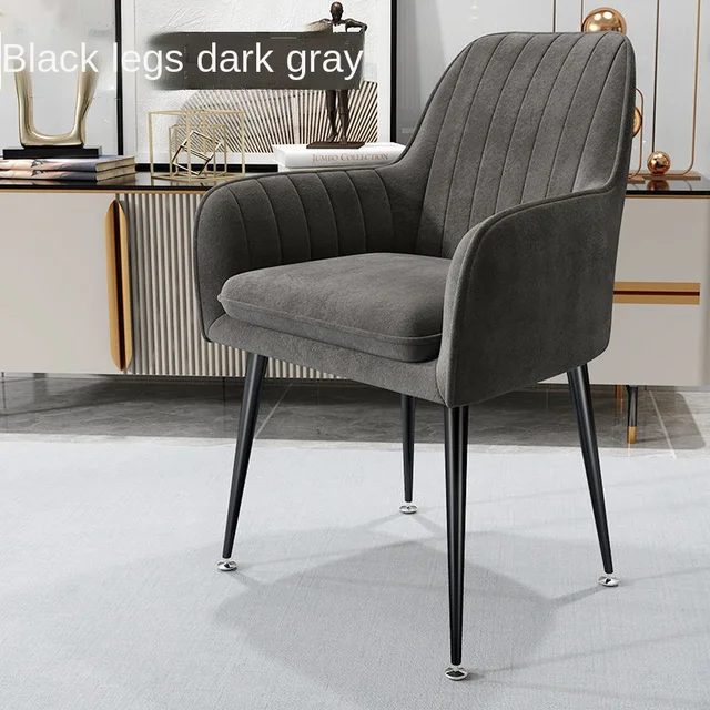 Nordic Ins Chair Home Internet Celebrity Makeup Dressing Table Stool Backrest Girly Bedroom Simple Manicure Light Luxury Chair Dark gray A Black