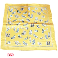 50x50cm Yellow Scarve Headscarf scarf Silk Accessories Head neckerchief elegent Fashion Printed Orange Fashion Ladies BB197