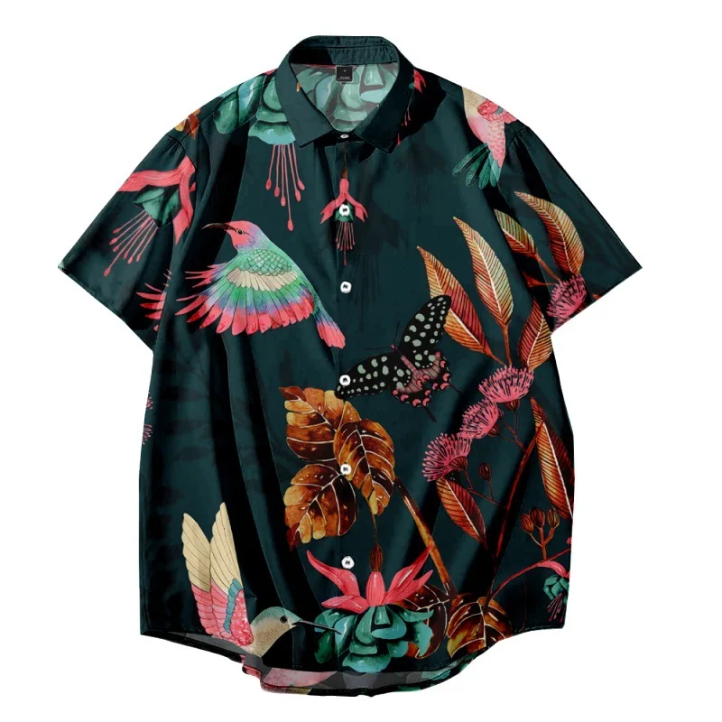 

2022 Summer Tops Streetwear Hawaiian Tropical Shirts Men Beach Holiday Short Sleeve Shirt