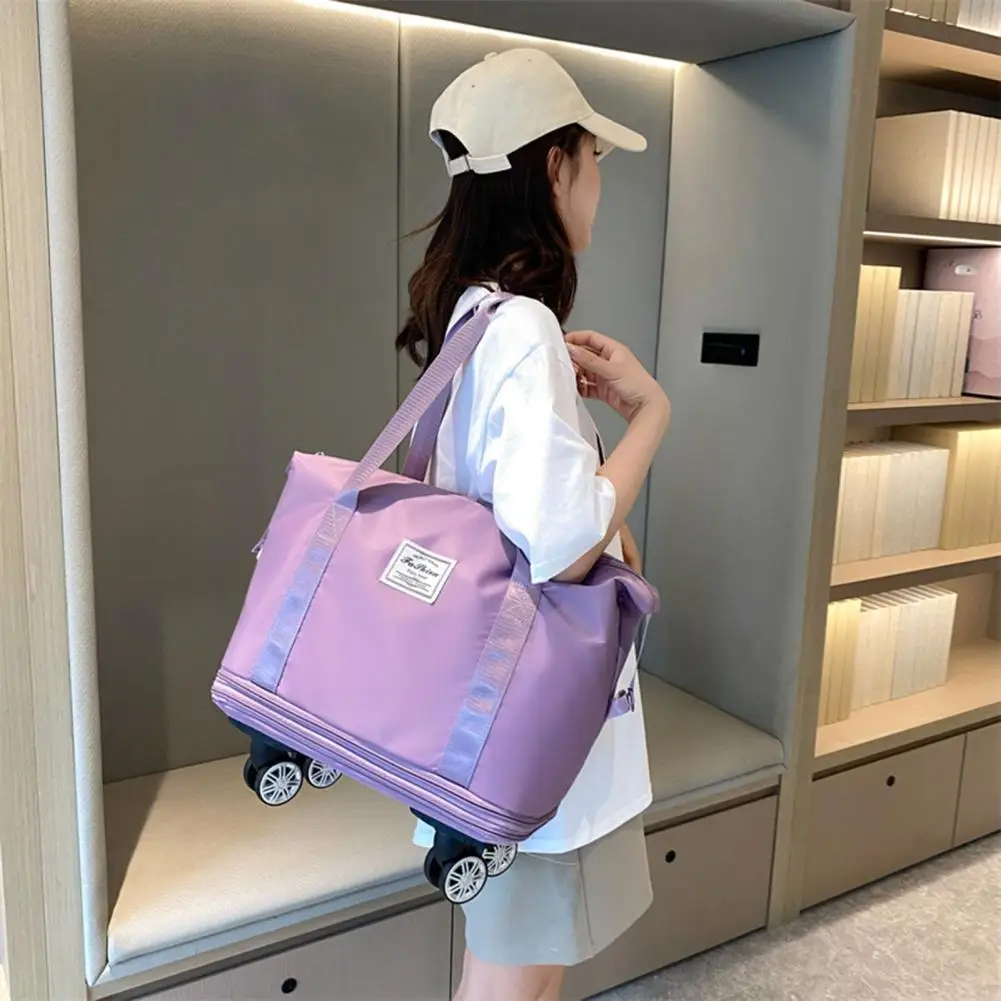 Travel Duffel Bag Dry Wet Separation Oxford Cloth Detachable Wheels Single Shoulder Bag Large Capacity Waterproof Handbag