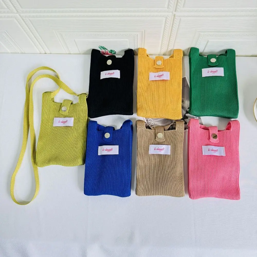 

Мини-сумка для телефона ручной работы контрастных цветов, вместительная сумка для телефона, вязаная сумка на запястье с узлом для студентов