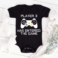 PLAYER 3 Newborn Romper Casual Short Sleeves Baby Boy Clothes Bodysuits Cartoon Graphic Toddler Girls Jumpsuits 1