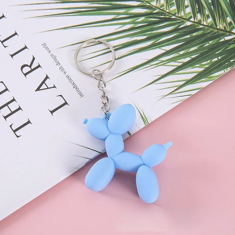 6Color Cartoon Balloon Dog Keyring 1Pcs Soft Rubber PVC Stereo Keychain DIY Pendant Car Interior Korean Style