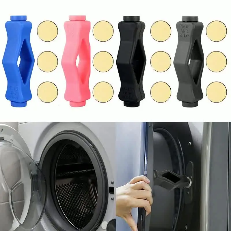 Puntello Magnetico Per Porta Lavatrice E Asciugatrice - Supporto Flessibile Per Arieggiare E Prevenire Muffa E Cattivi Odori - Universale, Regolabile, In Alluminio E Silicone, Nero, 43 Cm