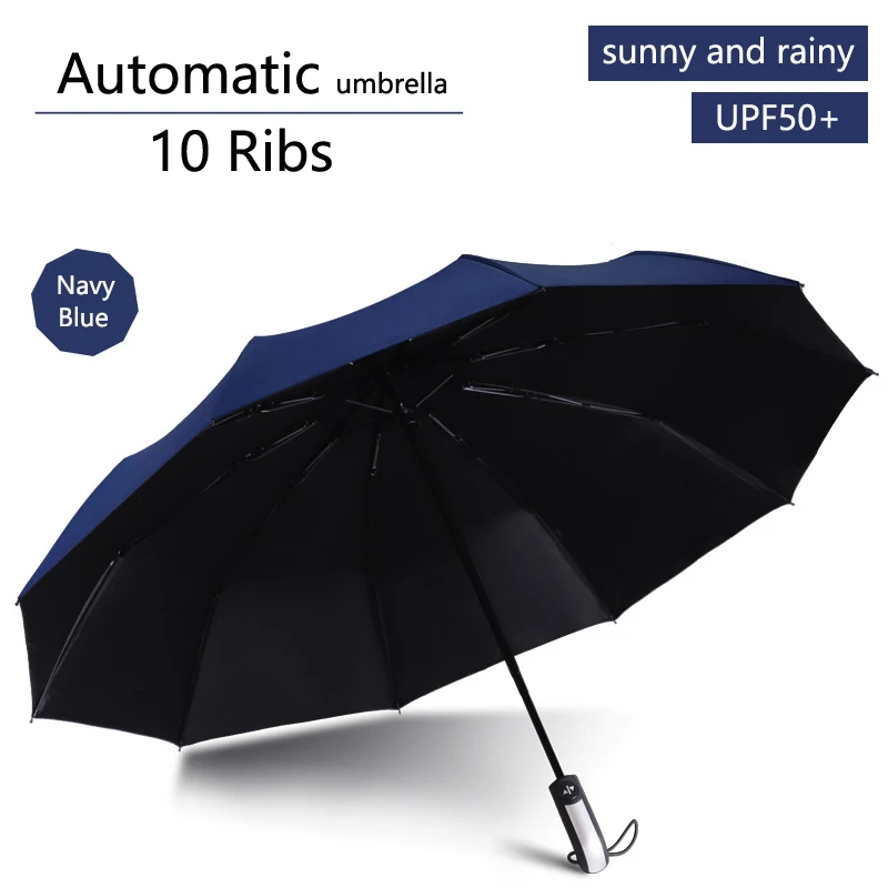 Parapluie UV entièrement automatique Protection solaire Parasol anti-UV Parapluie triple 8 nervures 10 nervures Parapluie de pluie Parapluie pliant Pare-soleil