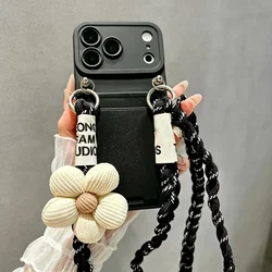 Floral Crossbody Lanyard 3D Wallet Phone Case - Google Pixel 9Pro XL (Black)